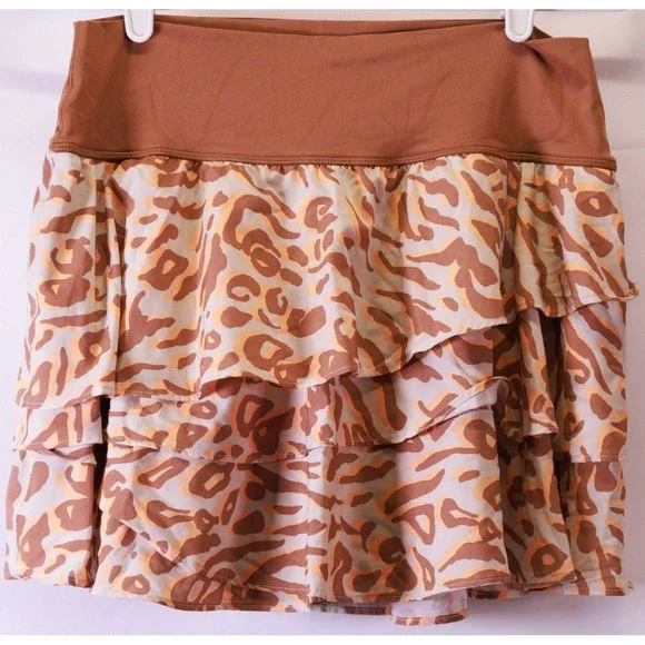 OFFLINE Aerie Ruffle Skirt Tennis Skort Maggie Leopard Brown Fairy Mini‎ Large - Picture 3 of 5